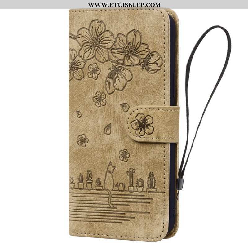 Etui Folio do iPhone 15 Pro Max z Łańcuch Stringi Cat Daydream